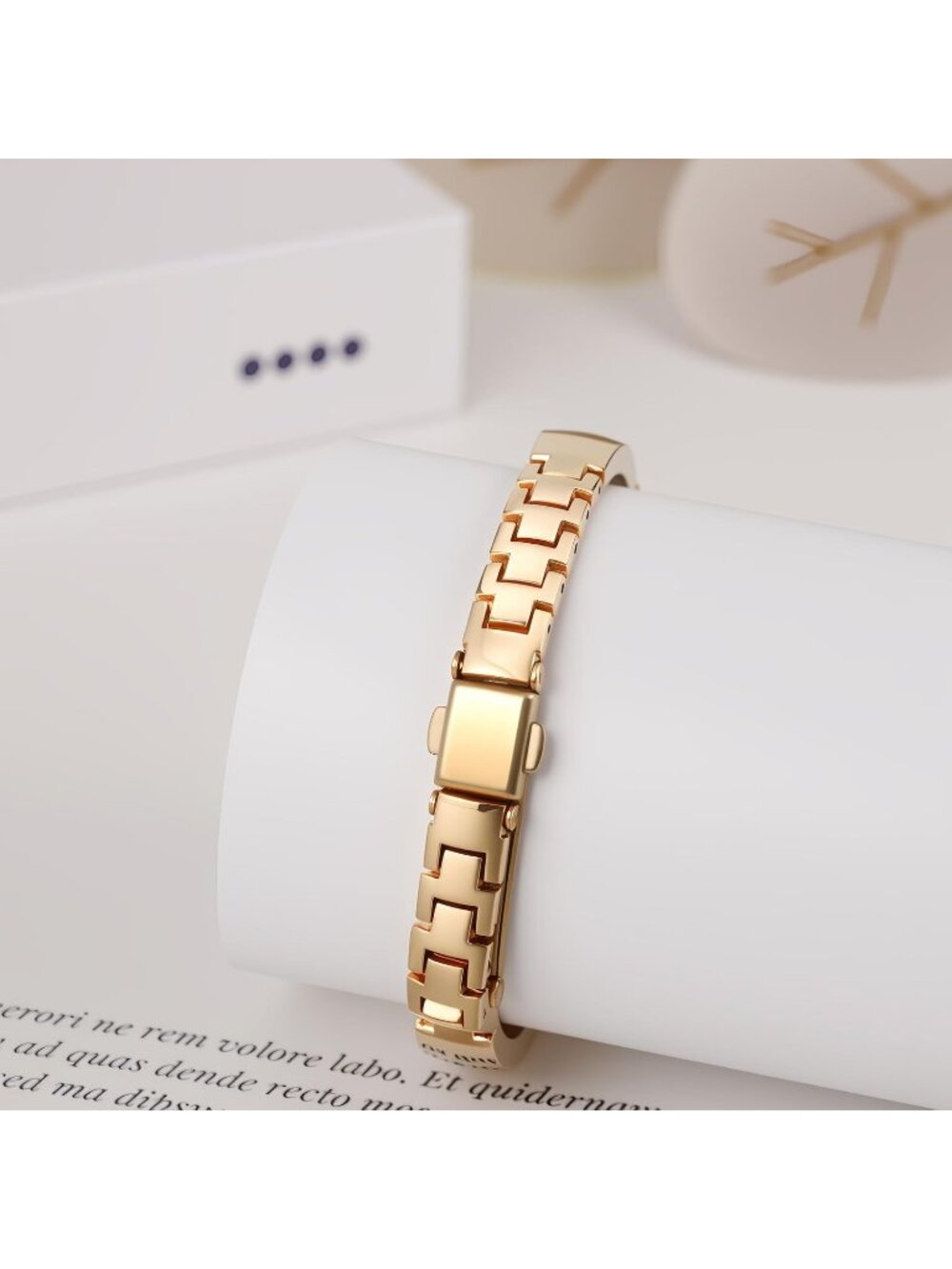 Women's Gold White Stainless Steel Strap Teardrop Shape Dial Quartz Wrist Watch - Picture 3 of 7